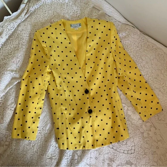 Vintage Braemar Jeremy Scott yellow polka dot blazer - Picture 3 of 4